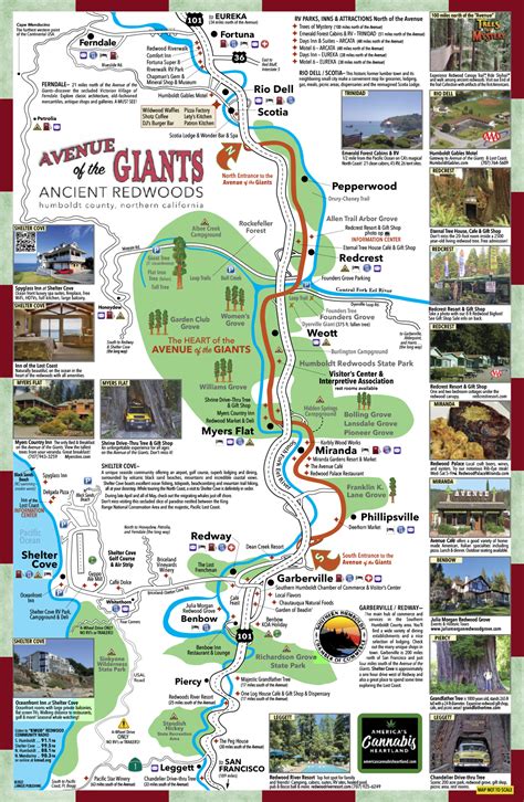 Travel Map | Humboldt County, CA - Avenue of the Giants | Avenue Of The ...