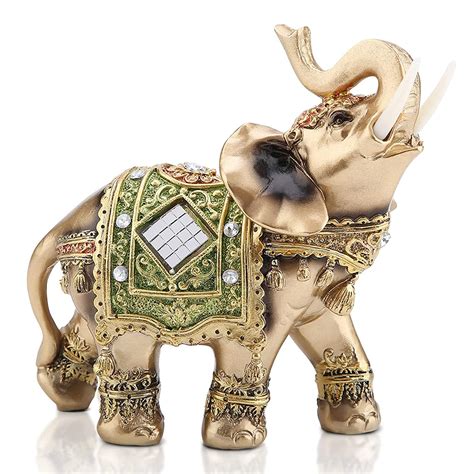 S Feng Shui Elephant 8.5 x 4.5 x 9cm Chinese Lucky Elephant Statue Sculpture for Home Office ...