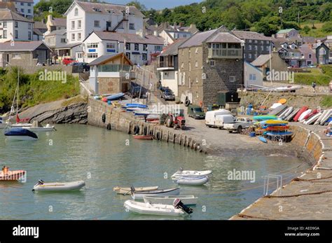 Boats in Harbour New Quay Ceredigion West Wales Stock Photo - Alamy