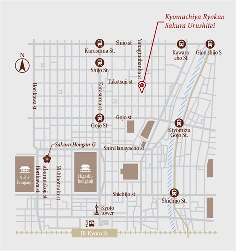 kyoto-ryokan-map-urushitei-hotel | KYOTO Inn & Tour