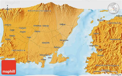 Political 3D Map of Mataram