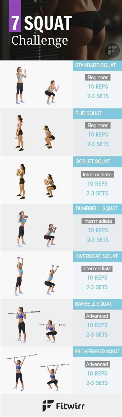 7 Squat Challenge | Squat challenge, Squat workout, Exercise