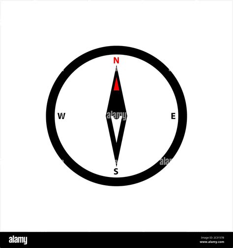 Compass Icon, Magnetic Compass Pointing To Magnetic North Pole Vector Art Illustration Stock ...