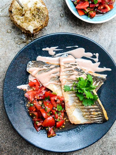 Sea bass with tahini sauce and tomato salad | Recipe | A kitchen in Istanbul