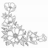 Rose Corner Border Designs Sketch Coloring Page sketch template