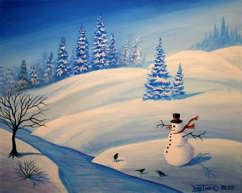 Original Acrylic Painting Snowy landscape art Winter scenery | Etsy in 2021 | Winter landscape ...