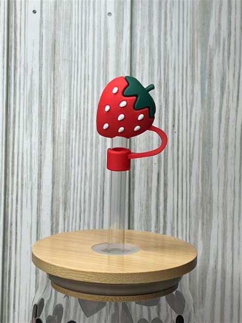 Straw Toppers Strawberry Straw Toppers Cups Reusable Straw Topper - Etsy