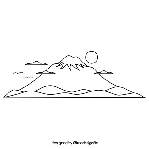 Mount Fuji black and white clipart free download