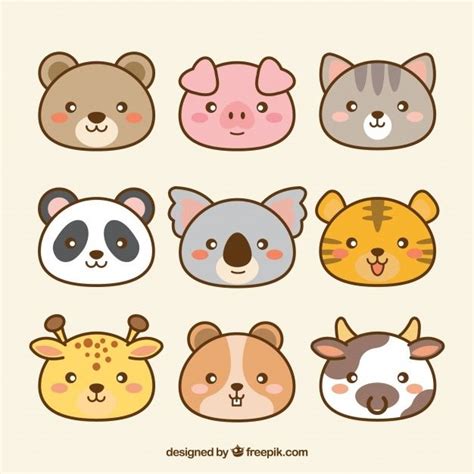 Pack de animales kawaii dibujados a mano... | Free Vector #Freepik # ...