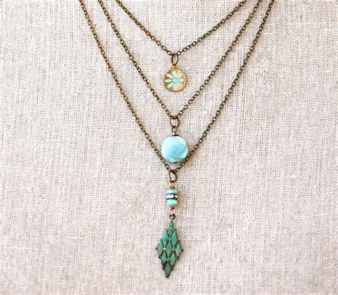 Layered Necklace Layered Charm Necklace Multi Chain - Etsy