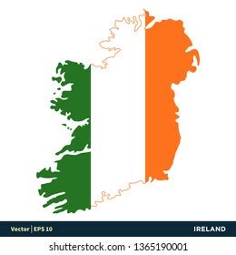 Ireland Map Silhouette Country Flag Stock Illustration 2267427117 ...