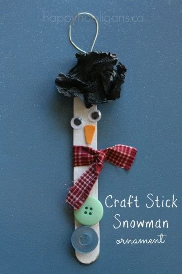 Craft Stick Snowman Ornaments - Happy Hooligans