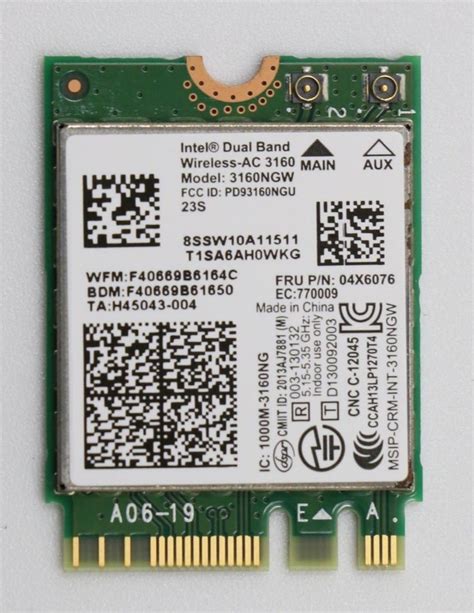 Intel AC 3160NGW NGFF M.2 Wi-Fi Wlan BT 4.0 Dual Band Wireless 802.11AC Card For HP/Lenovo at Rs ...