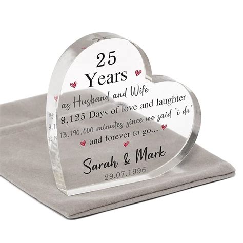 25th Wedding Anniversary Gift for Couples Husband Wife Parents Mum and ...