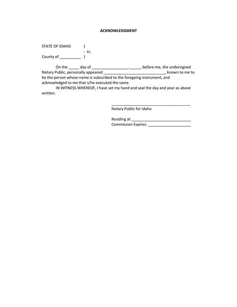 Free Notary Acknowledgement Template