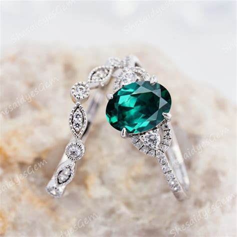 Emerald Wedding Set - Etsy