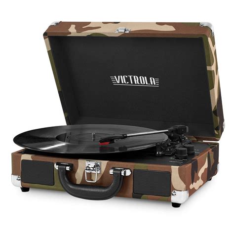 Victrola Vintage 3-Speed Bluetooth Suitcase Turntable with Speakers, Camo | eBay