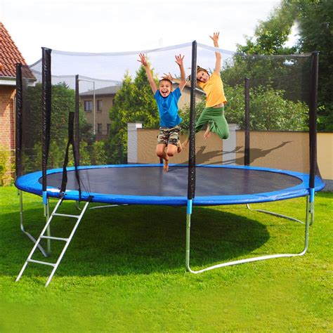 12 Ft Kids Trampoline Set With Enclosure Net Jumping Mat And Spring Co ...