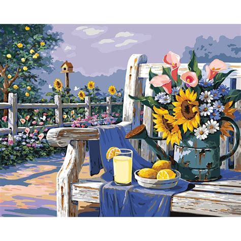 Pro Paint By Numbers Sunflowers and Lemons - CraftyArts.co.uk