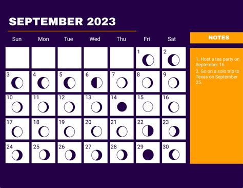 September 2023 Calendar With Moon Phases Template - Edit Online ...