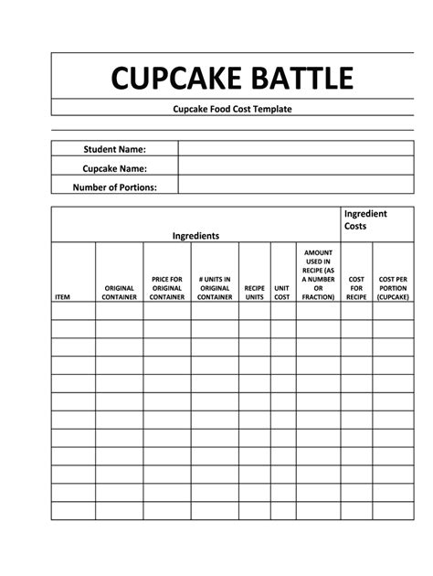 Recipe Costing Template Free | Dandk Organizer