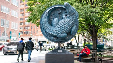 New York: Sculpture commemorating alligator sewer myth unveiled in Union Square Park | US News ...