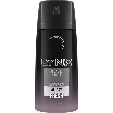 Lynx Men Body Spray Aerosol Deodorant Black Night 155ml | Woolworths