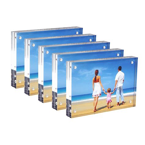 NIUBEE 5 Pack Acrylic Picture Frames 4x6 Inches, Bulk Clear Double ...