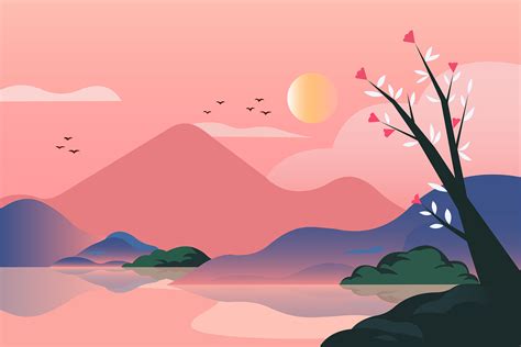 Download Nature, Landscape, Sunset. Royalty-Free Stock Illustration ...