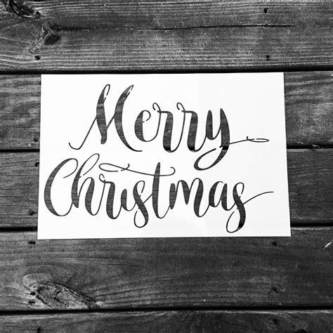 Merry Christmas Stencil Holiday Farm House Style Wood Sign