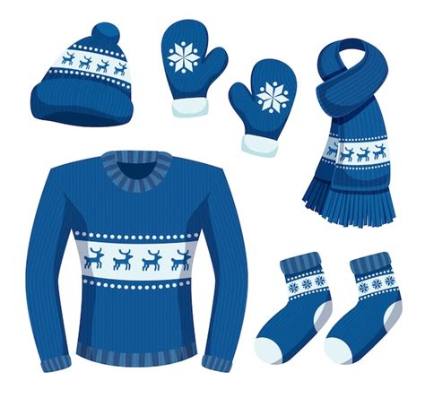 Free Vector | Seasonal winter clothes set with isolated images of ...