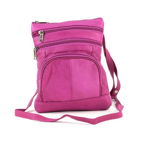 Leather Genuine Crossbody Purse Bag, Multi-Pocket, Pink by Improving ...