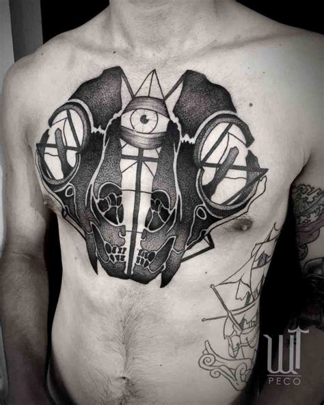 Alien Skull Tattoo on Chest | Best Tattoo Ideas Gallery