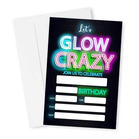 Black Light Birthday Party Invitations