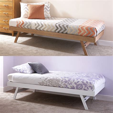 MADRID WOODEN 3FT SINGLE DAY BED FRAME & TRUNDLE GUEST BEDSTEAD OAK ...