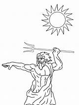 Zeus Throwing A Trident Under The Sun Coloring Page  Free Printable sketch template
