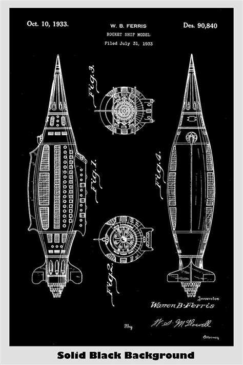 Steampunk Rocket Ship Patent Print Art Poster – Patent Prints and More ...