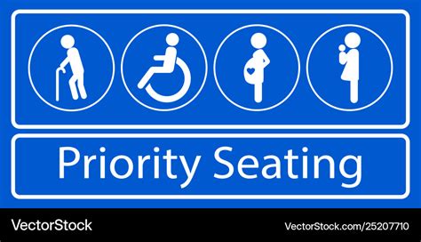 Set priority seating sticker or label Royalty Free Vector