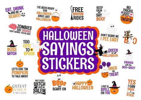 Halloween Sayings Stickers Funny Halloween Quotes Halloween - Etsy