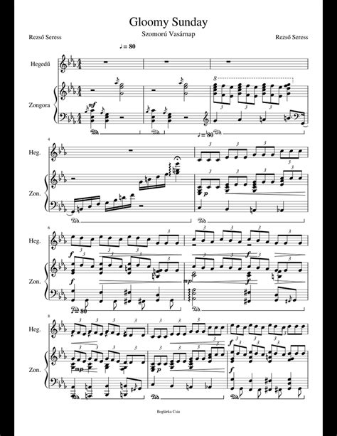 Gloomy Sunday sheet music for Violin, Piano download free in PDF or MIDI