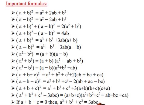 Write down all the Algebraic identities - Maths - Polynomials ...