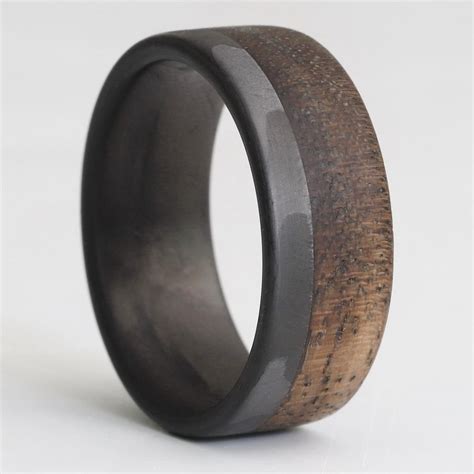 Walnut Wedding Ring, Carbon Fiber Rings, Men's Wooden Band With Carbon Fiber, Wood Rings for Him ...