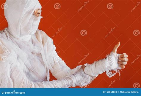 Halloween, Costume Image. the Mummy in Bandages Making Gestures Stock Photo - Image of ...