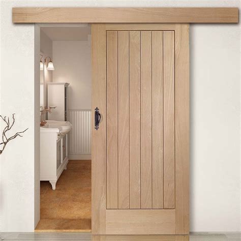 Single Sliding Door & Wall Track - Suffolk Oak Door - Prefinished | Sliding doors interior, Oak ...