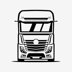 Truck front view silhouette monochrome Royalty Free Vector