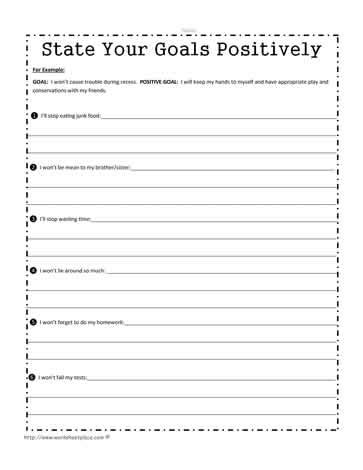 Turn the Negative Goal to a Positive One Worksheets