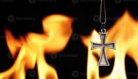 Christian Symbol Cross on Fire 14261375 Stock Photo at Vecteezy