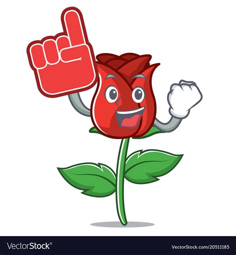 Foam finger red rose mascot cartoon Royalty Free Vector