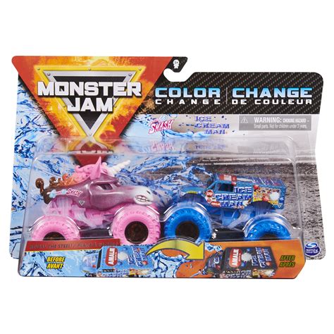 Monster Jam Official Sparkle Smash Vs. Ice Cream Man Color-Changing Die-Cast Truck Vehicle ...