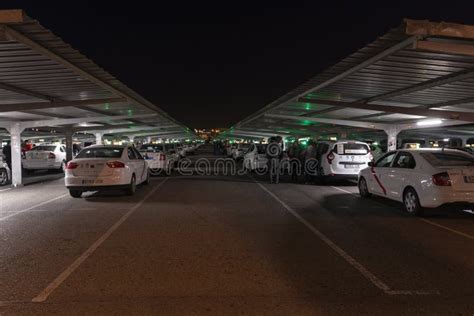 Rear of Spanish Cabs Parked in the Cab Parking Lot at Adolfo Suarez Barajas Airport Editorial ...